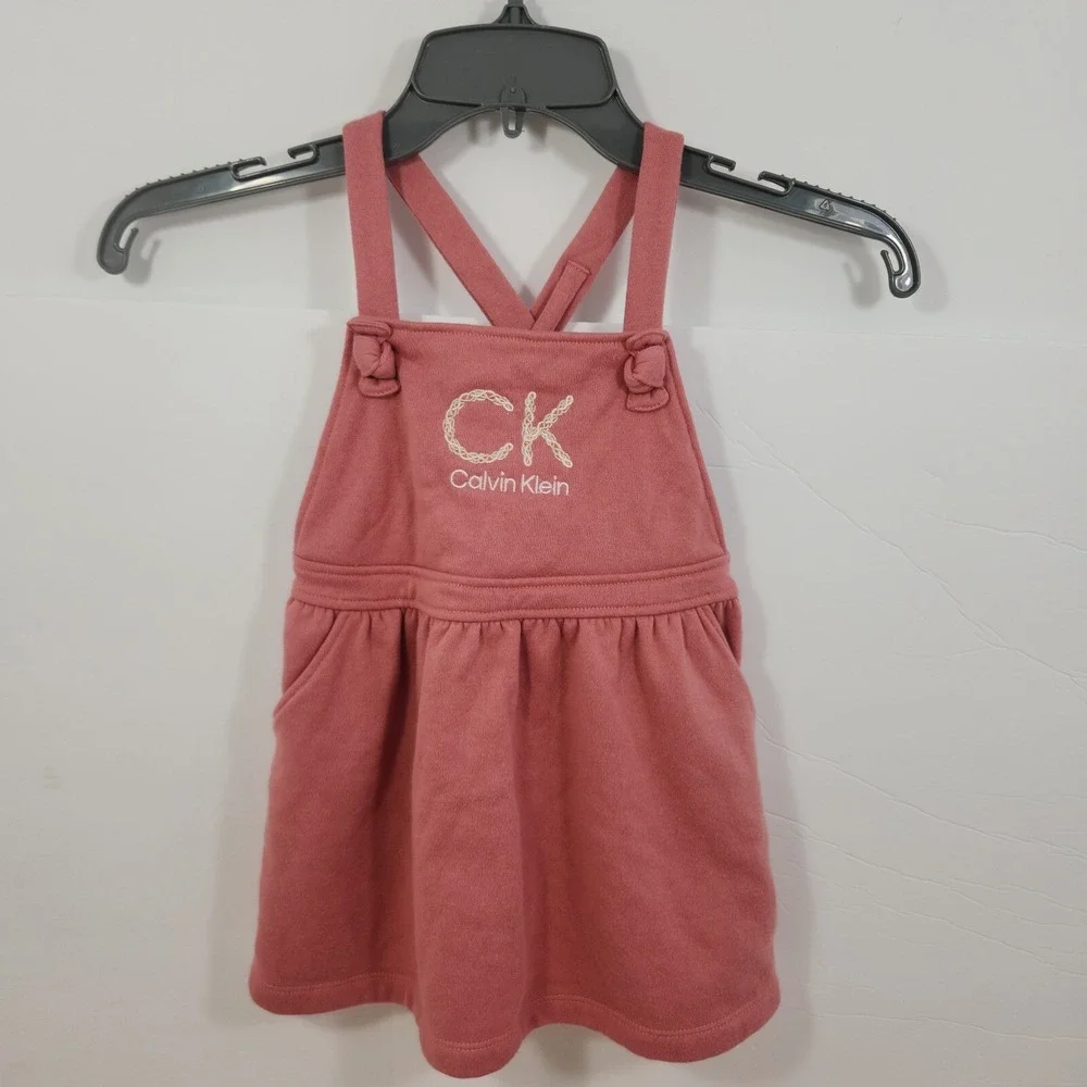 Calvin Klein Jeans Embroidered Apron Jumper Dress Little Girls Size 24mos‎